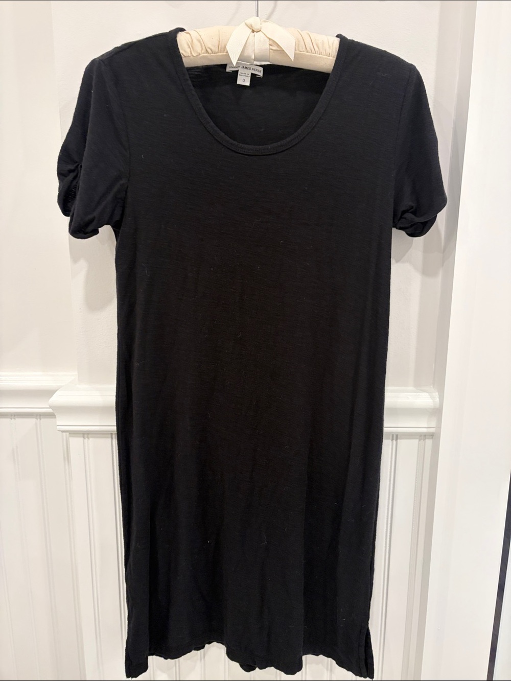 James Perse Black Short Sleeve Scoop Neck Tee Dress
